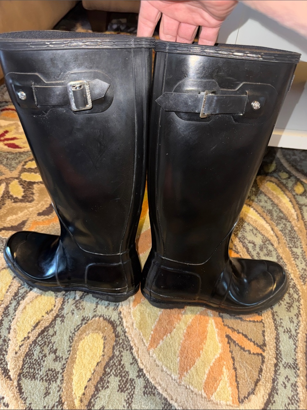 Hunter Tall Gloss Black Rain Boots - Classic Logo - Picture 12 of 12